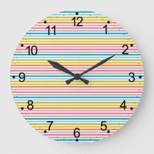 Colorful Stripes Pattern Large Clock (Front)