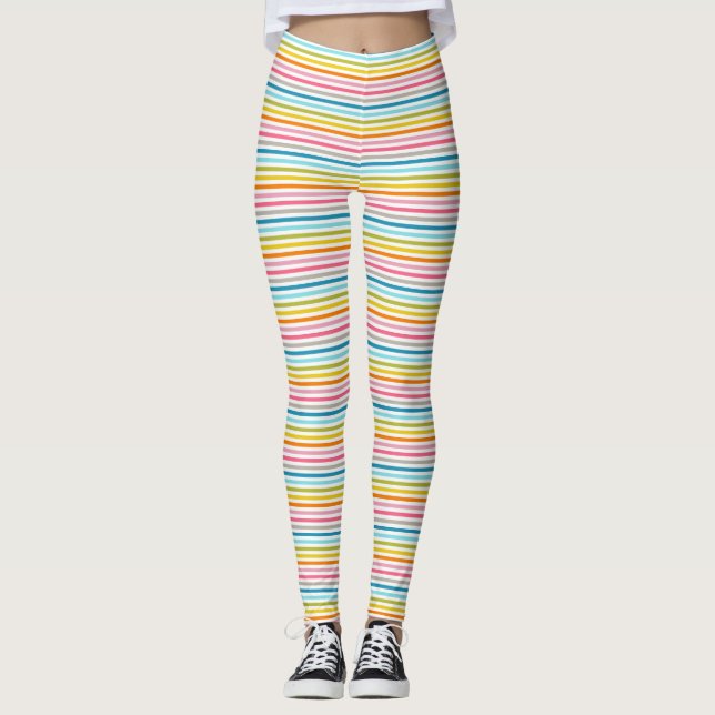 Colorful Stripes Pattern Leggings (Front)