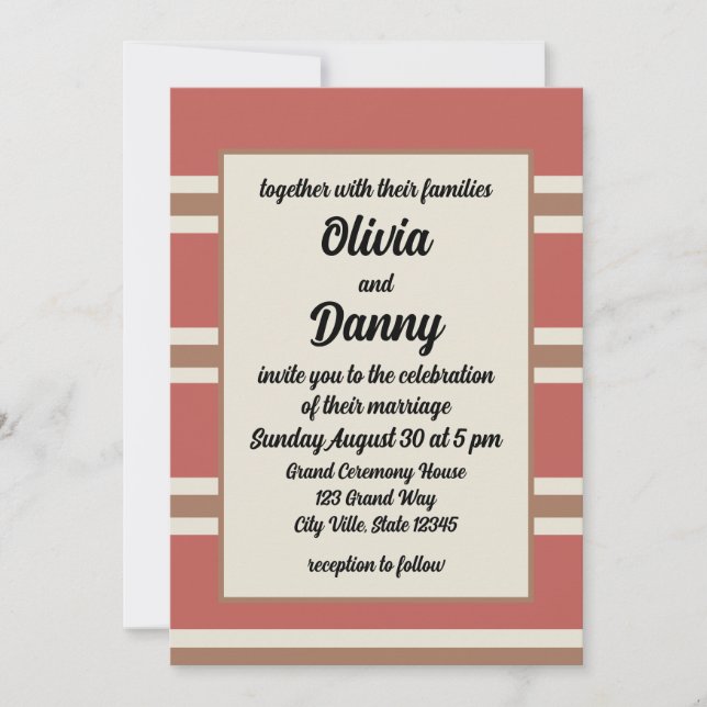 Colorful Stripes Pattern Modern Wedding Invitation (Front)