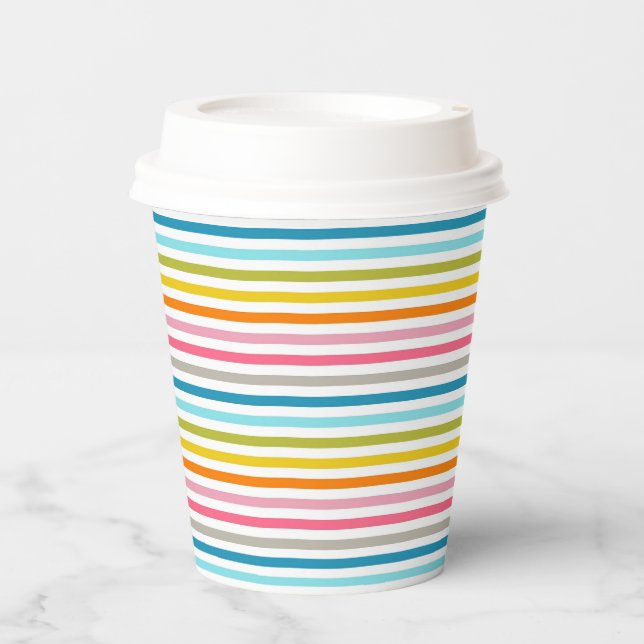Colorful Stripes Pattern Paper Cups (Front)