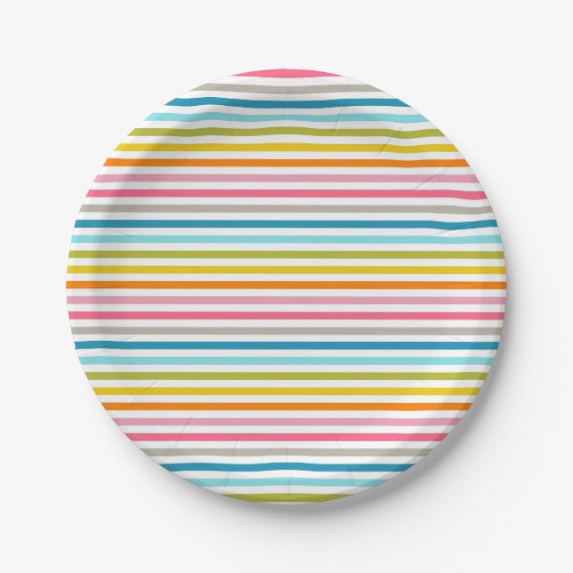 Colorful Stripes Pattern Paper Plates (Front)