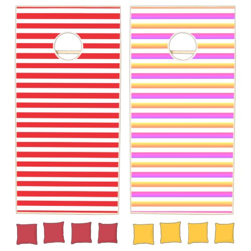 Colorful stripes pattern print cornhole set
