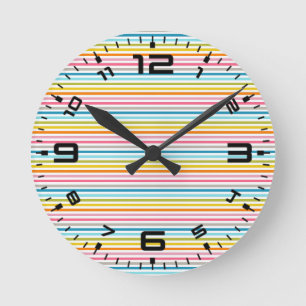 Colorful Stripes Pattern Round Clock