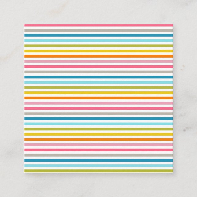 Colorful Stripes Pattern Square Business Card (Front)