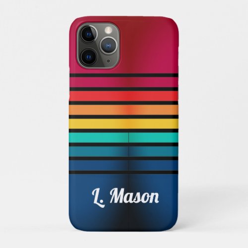 Colorful Stripes Pattern With Personalized Name iPhone 11 Pro Case