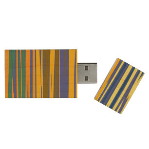 Colorful Stripes Pattern Wood Flash Drive