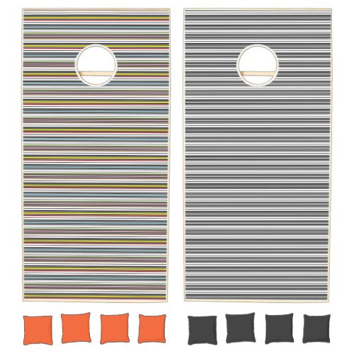 Colorful stripes patterned cornhole set