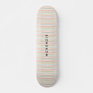 Colorful Stripes Personalized Name Skateboard at Zazzle