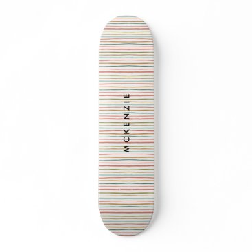 Colorful Stripes Personalized Name Skateboard