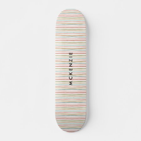 Colorful Stripes Personalized Name Skateboard