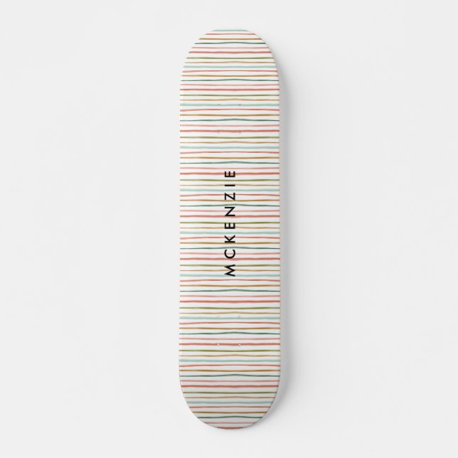 Colorful Stripes Personalized Name Skateboard (Front)