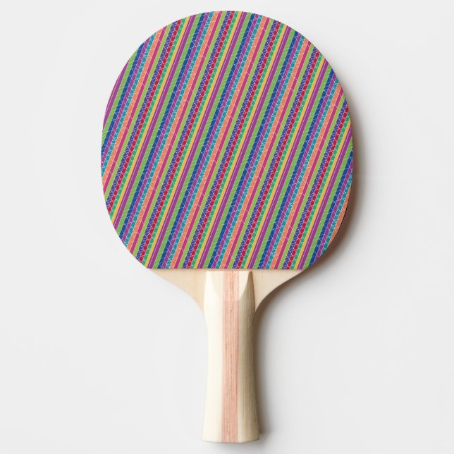 Colorful Stripes Ping Pong Paddle (Front)