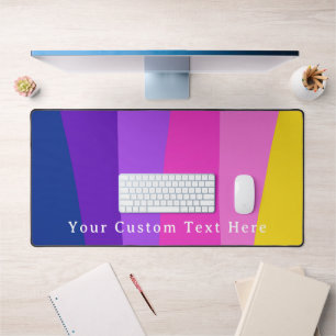 Colorful Stripes Pink Yellow Custom Text Desk Mat