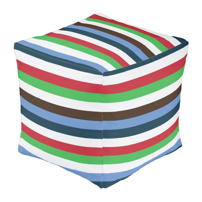 Colorful Stripes  Pouf (Angled Front)