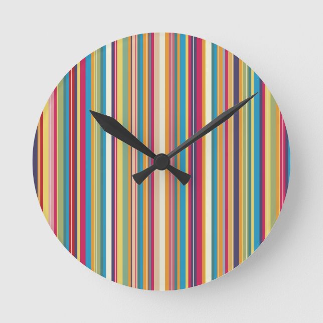 Colorful Stripes Pretty Round Clock (Front)