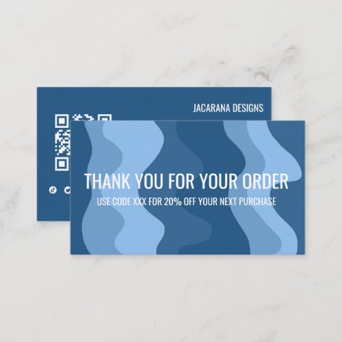 Colorful Stripes QR Code Social Media THANK YOU Business Card