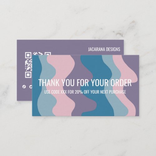 Colorful Stripes QR Code Social Media THANK YOU Business Card