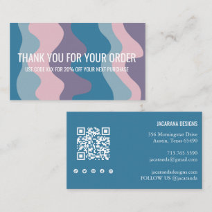 Colorful Stripes QR Code Social Media THANK YOU Business Card