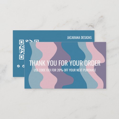 Colorful Stripes QR Code Social Media THANK YOU Business Card