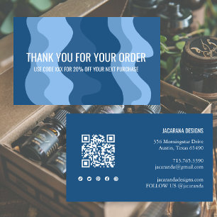 Colorful Stripes QR Code Social Media THANK YOU Business Card