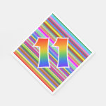 [ Thumbnail: Colorful Stripes + Rainbow Pattern "11" Event # Napkins ]