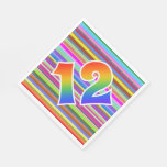 [ Thumbnail: Colorful Stripes + Rainbow Pattern "12" Event # Napkins ]