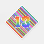 [ Thumbnail: Colorful Stripes + Rainbow Pattern "13" Event # Napkins ]