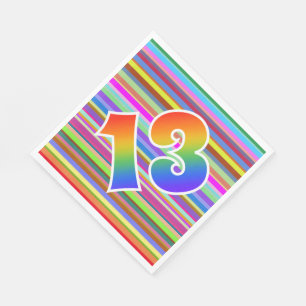 Colorful Stripes + Rainbow Pattern "13" Event # Napkins