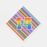 [ Thumbnail: Colorful Stripes + Rainbow Pattern "14" Event # Napkins ]