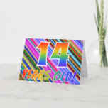 [ Thumbnail: Colorful Stripes + Rainbow Pattern "14 Years Old!" Card ]
