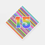 [ Thumbnail: Colorful Stripes + Rainbow Pattern "15" Event # Napkins ]