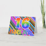 [ Thumbnail: Colorful Stripes + Rainbow Pattern "16 Years Old!" Card ]