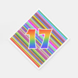 [ Thumbnail: Colorful Stripes + Rainbow Pattern "17" Event # Napkins ]