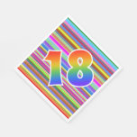[ Thumbnail: Colorful Stripes + Rainbow Pattern "18" Event # Napkins ]