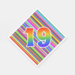 [ Thumbnail: Colorful Stripes + Rainbow Pattern "19" Event # Napkins ]
