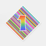 [ Thumbnail: Colorful Stripes + Rainbow Pattern "1" Event # Napkins ]
