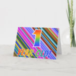 [ Thumbnail: Colorful Stripes + Rainbow Pattern "1 Year Old!" Card ]