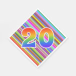 [ Thumbnail: Colorful Stripes + Rainbow Pattern "20" Event # Napkins ]