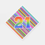 [ Thumbnail: Colorful Stripes + Rainbow Pattern "21" Event # Napkins ]