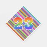 [ Thumbnail: Colorful Stripes + Rainbow Pattern "23" Event # Napkins ]