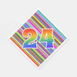 [ Thumbnail: Colorful Stripes + Rainbow Pattern "24" Event # Napkins ]