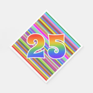 Colorful Stripes + Rainbow Pattern "25" Event # Napkins