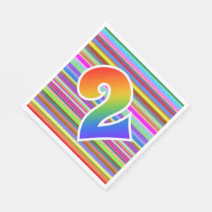 Colorful Stripes + Rainbow Pattern "2" Event # Napkins