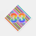 [ Thumbnail: Colorful Stripes + Rainbow Pattern "33" Event # Napkins ]
