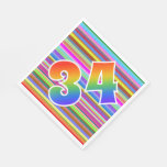 [ Thumbnail: Colorful Stripes + Rainbow Pattern "34" Event # Napkins ]