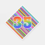 [ Thumbnail: Colorful Stripes + Rainbow Pattern "35" Event # Napkins ]