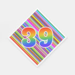 [ Thumbnail: Colorful Stripes + Rainbow Pattern "39" Event # Napkins ]