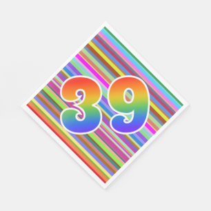 Colorful Stripes + Rainbow Pattern "39" Event # Napkins