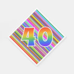 [ Thumbnail: Colorful Stripes + Rainbow Pattern "40" Event # Napkins ]