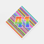 [ Thumbnail: Colorful Stripes + Rainbow Pattern "41" Event # Napkins ]